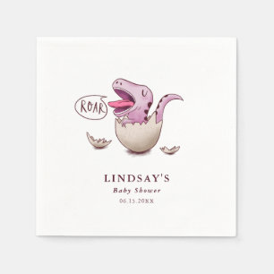 Serviette En Papier Dinosaure rose pâle Baby shower