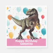 Serviette En Papier Dinosaure rose T Rex (Devant)