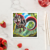 Serviette En Papier Dinosaure rouge (En situation)