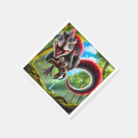 Serviette En Papier Dinosaure rouge (Coin)