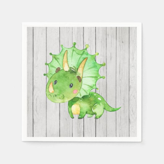 Serviette En Papier Dinosaure Rustique Baby shower Garçon Napkin (Devant)