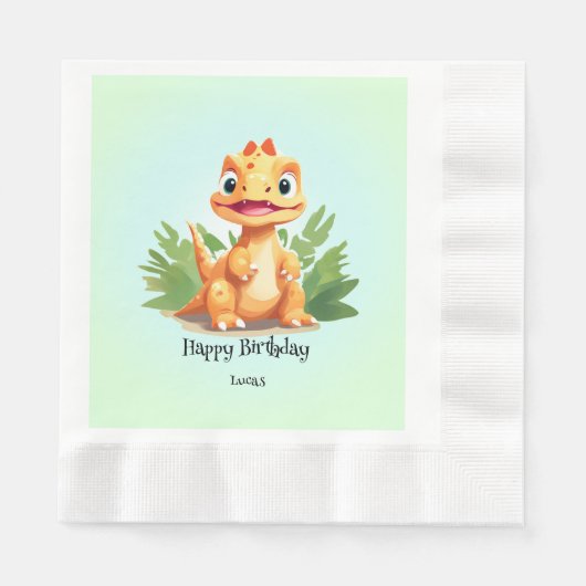 Serviette En Papier Dinosaure sauvage zoo de la jungle Anniversaire ga (Devant)