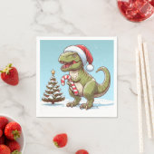 Serviette En Papier Dinosaure sucre de canne de Noël mignon (En situation)