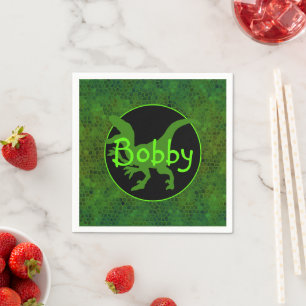 Serviette En Papier Dinosaure Vert Personnalisé Cacher