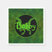 Serviette En Papier Dinosaure Vert Personnalisé Cacher (Devant)