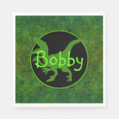 Serviette En Papier Dinosaure Vert Personnalisé Cacher (Devant)