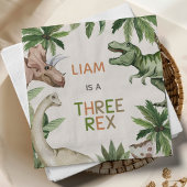 Serviette En Papier Dinosaure vert rustique Trois Rex 3e anniversaire