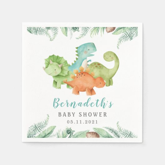 Serviette En Papier Dinosaures Baby shower sauvage serviettes (Devant)