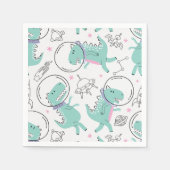 Serviette En Papier Dinosaures de l'espace, Dinosaures mignons, Navire (Devant)