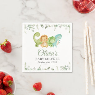 Serviette En Papier Dinosaures mignons, T-Rex, Jurassique, Baby shower