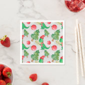 Serviette En Papier Dinosaures motif de Noël (En situation)