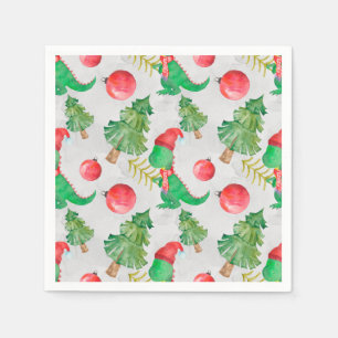 Serviette En Papier Dinosaures motif de Noël