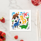 Serviette En Papier Dinosaures motif transparent (En situation)