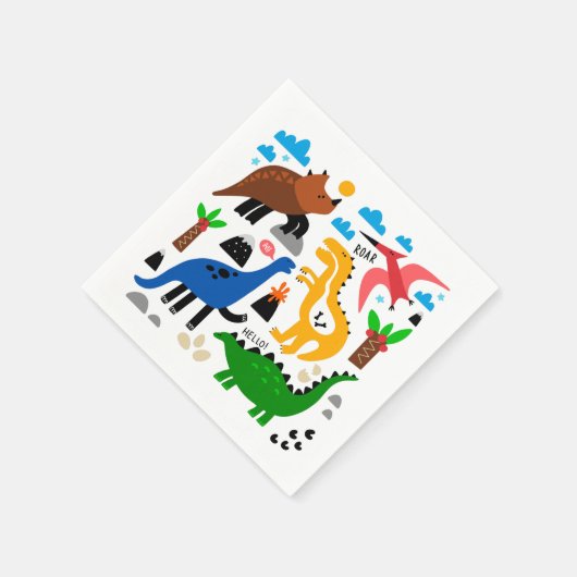 Serviette En Papier Dinosaures motif transparent (Coin)