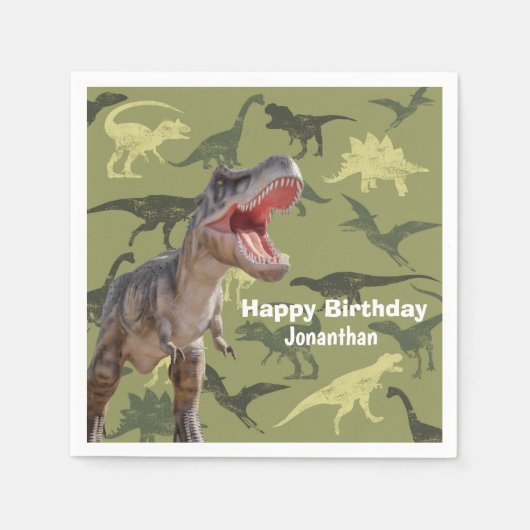 Serviette En Papier Dinosaures T Rex Motif (Devant)