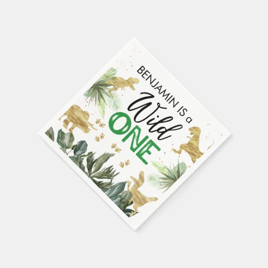 Serviette En Papier Dinosaures Wild Un 1er anniversaire (Coin)