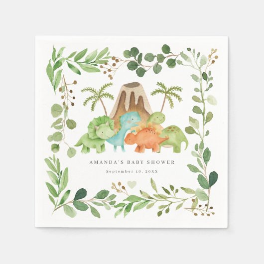 Serviette En Papier Dinosaurs Baby Shower Party Paper Napkins (Devant)
