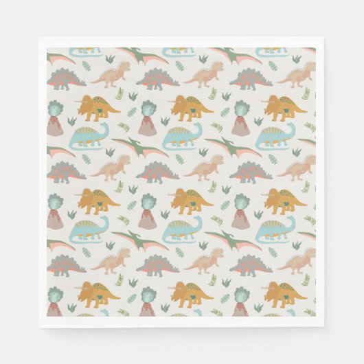Serviette En Papier Dinosaurs Kids Hand Drawn Boho Dinosaur Pattern (Devant)