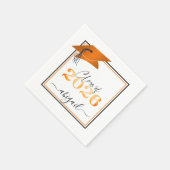 Serviette En Papier Diplômé 2026 Faux Métallisé Orange Noir Script (Coin)