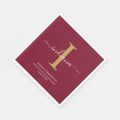 Serviette En Papier Diplôme 2026 Monogramme Script Bourgogne Fête (Coin)