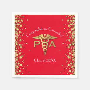 Serviette En Papier Diplômé Assistant de Médecin PA Rouge Or