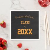 Serviette En Papier Diplôme aux couleurs de l'école noir et orange (En situation)