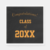 Serviette En Papier Diplôme aux couleurs de l'école noir et orange (Devant)