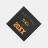 Serviette En Papier Diplôme aux couleurs de l'école noir et orange (Coin)