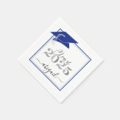 Serviette En Papier Diplôme Cap 2025 Royal Blue Silver Script (Coin)