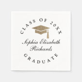 Serviette En Papier Diplôme Classique Script Noir et Blanc  (Devant)