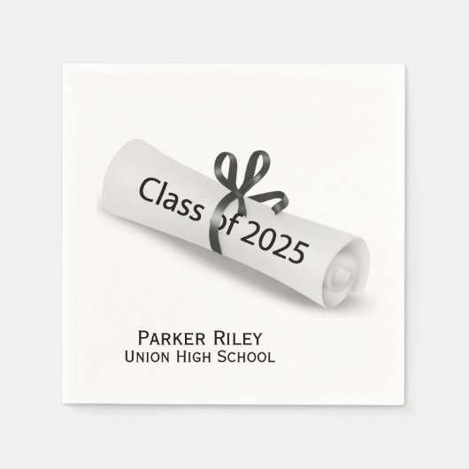 Serviette En Papier Diplôme de fin d'études 2025 sur blanc (Devant)