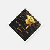 Serviette En Papier Diplômé de la fête noire or casquette 2025 (Coin)