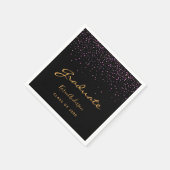 Serviette En Papier Diplômé de la fête noire violet or (Coin)