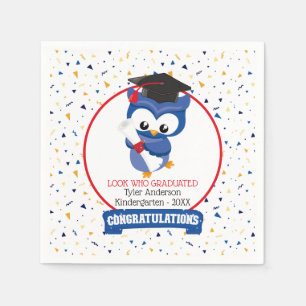Serviette En Papier Diplômé de la maternelle Blue Owl