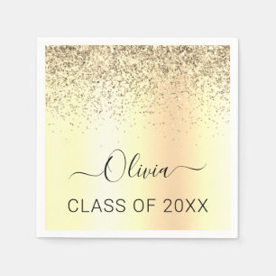 Serviette En Papier Diplômé de la promotion 2022 paillettes or noir