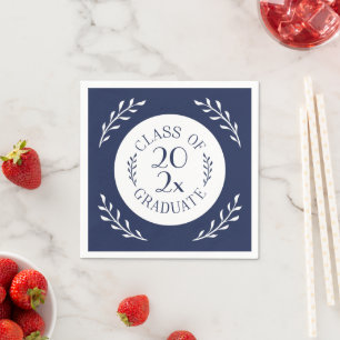 Serviette En Papier Diplomé de la promotion 2026 Chic Navy White Botan