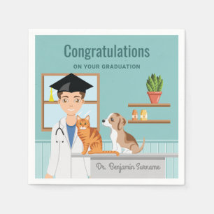 Serviette En Papier Diplômé de l'École Vétérinaire Félicitations DVM