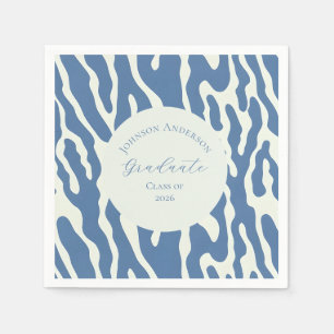 Serviette En Papier Diplôme de motif abstrait bleu et crème moderne