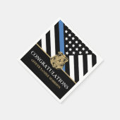 Serviette En Papier Diplôme de police Ligne bleue Drapeau Félicitation (Coin)