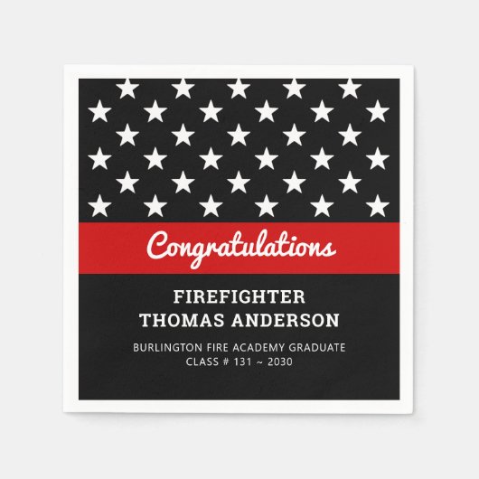 Serviette En Papier Diplôme de pompier Mince Red Line Party (Devant)