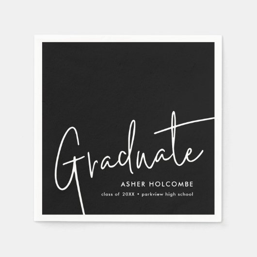 Serviette En Papier Diplômé de script moderne Diplôme simple (Devant)