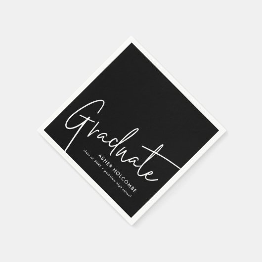 Serviette En Papier Diplômé de script moderne Diplôme simple (Coin)