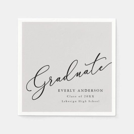 Serviette En Papier Diplômé de script moderne Diplôme simple (Devant)