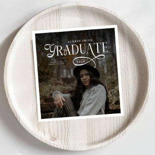 Serviette En Papier Diplômé de typographie moderne Photo Graduation