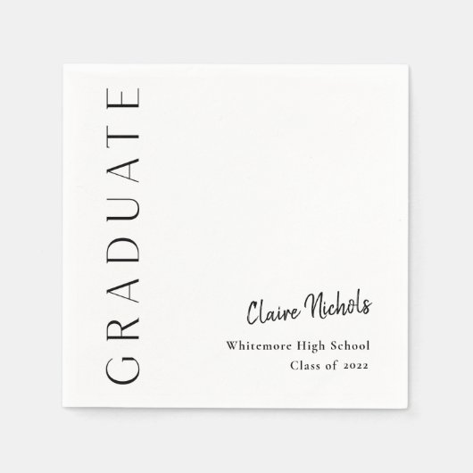 Serviette En Papier Diplôme de typographie verticale moderne (Devant)