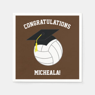 Serviette En Papier Diplômé de Volleyball Sports Brun