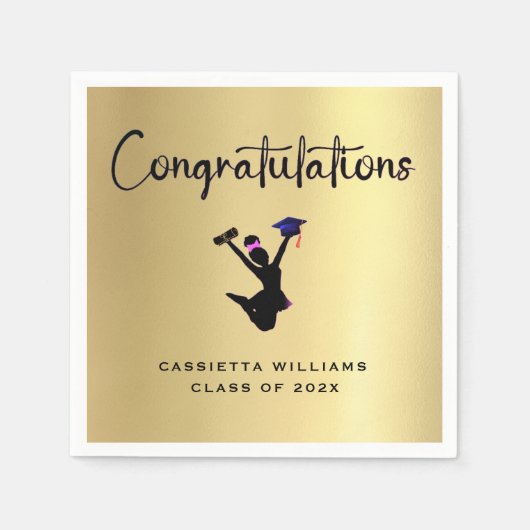 Serviette En Papier Diplôme d'or moderne afro-américain (Devant)