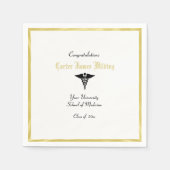 Serviette En Papier Diplôme, École Médicale, Caducée, Or (Devant)