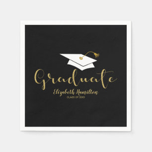Serviette En Papier Diplômé en calligraphie or Casquette diplômé