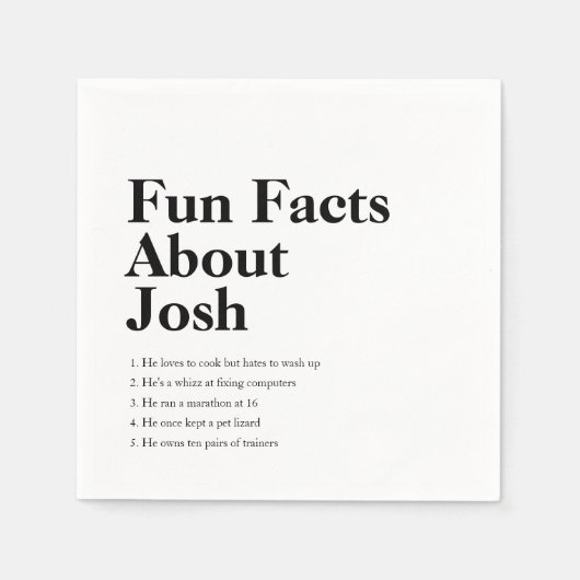 Serviette En Papier Diplômé Fun Facts Grad Black Custom (Devant)